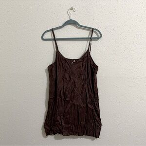Free People Brown Crinkle Slip Dress  - Size M